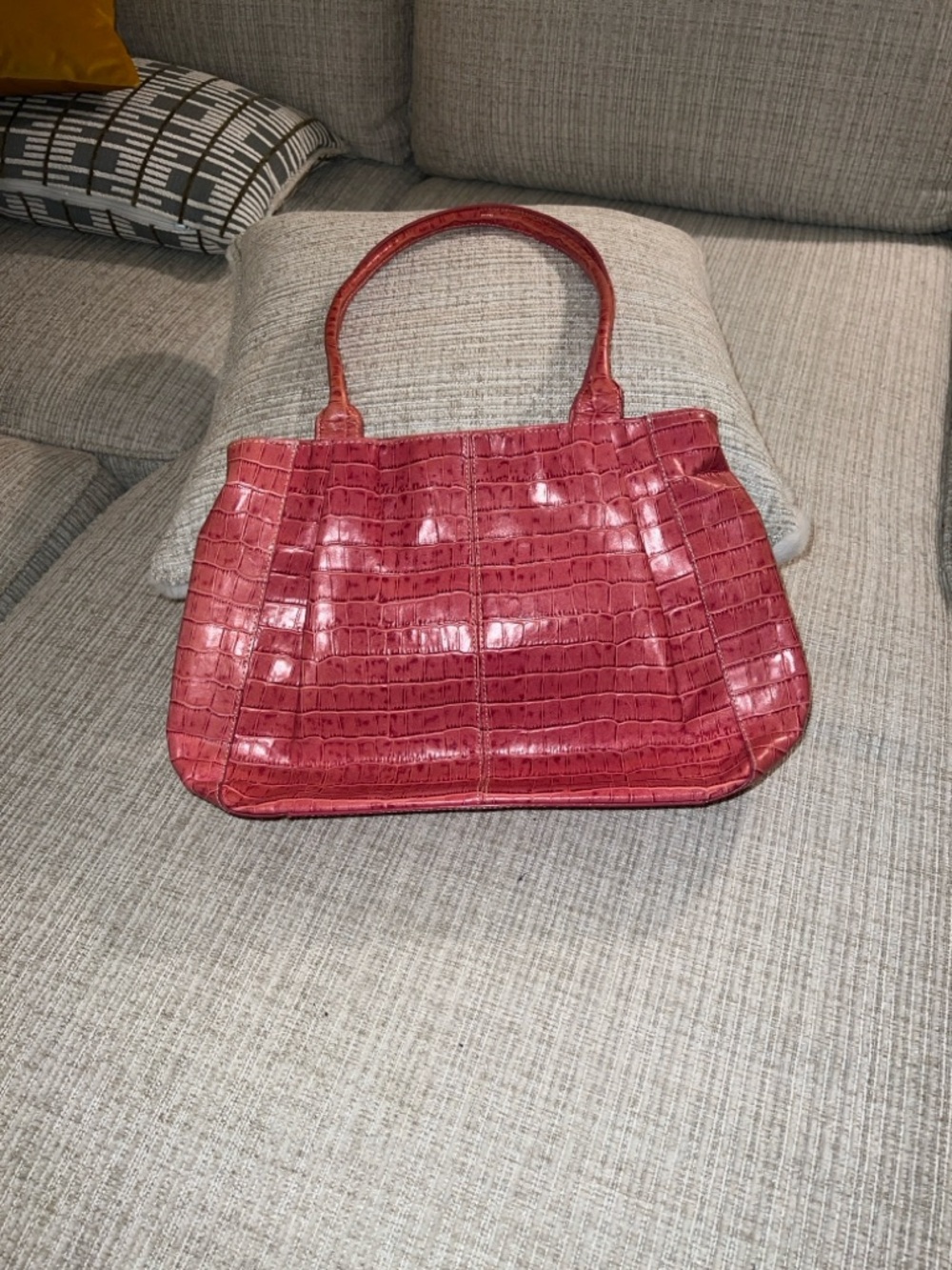 Coral Tignanello Croc-Embossed Tote Bag - Classic Women’s Shoulder Bag